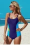 Classic Blue Athletic Color Block Spaghetti Straps One-piece Swimsuit