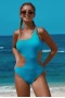 Blue One Shoulder Cut Out Medium Coverage Swimsuit