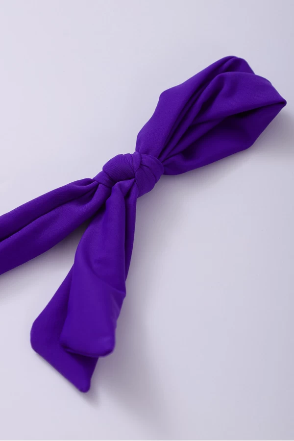 Purple Halter Cross Wrap Floral Print Backless One-piece Swimwear