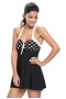Black White Polka Dot Halter One-piece Swim Dress