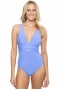 Blue Self Tie Cut Out One Piece Swimsuit