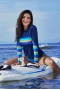 Women's Crewneck Navy Blue Rainbow Striped Long Sleeve Tankini