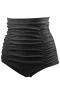 Women's Black Throwback Ruched High Waist Swimsuit Shorts