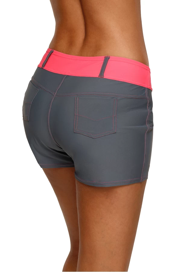 Women's Coral Trim Wide Waistband Skintight Sports Shorts