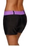 Women's Purple Trim Wide Waistband Skintight Sports Shorts