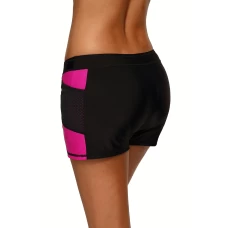Women's Rosy Side Mesh Insert Black Skintight Switsuit Bottom Shorts/Sports Shorts