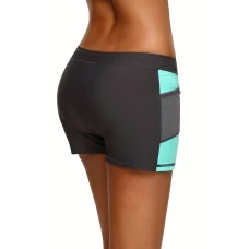 Women's Blue Side Mesh Insert Black Skintight Switsuit Bottom Shorts/Sports Shorts
