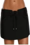 Women's Black Lace-up O-ring Skirtini Swimsuit Bottom