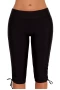 Women's Black Wide Waistband Side Tie Drawstring Boardshorts/Bike Shorts