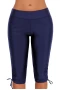 Women's Blue Wide Waistband Side Tie Drawstring Boardshorts/Bike Shorts