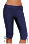 Women's Blue Wide Waistband Side Tie Drawstring Boardshorts/Bike Shorts