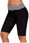 Women's Black and White Striped Wide Waistband Boardshorts/Bike Shorts
