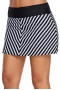 Women's Skirted Black and White Chevron Striped Swimsuit Bottom/Skirtini