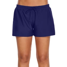 Women's Blue Drawstring Loose Fitting Swimsuit Shorts