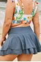 Women's Gray Double-layered Ruffles Beach Skirt