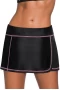 Women's Orange Stitch Trim Black Swim Skirt Bottom