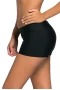 Women's Black Wide Waistband Skintight Switsuit Bottom Shorts