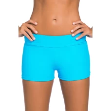 Women's Light Blue Wide Waistband Skintight Switsuit Bottom Shorts