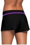 Women's Purple Trim Black Drawstring Side Vent Loose Fitting Swimsuit Shorts