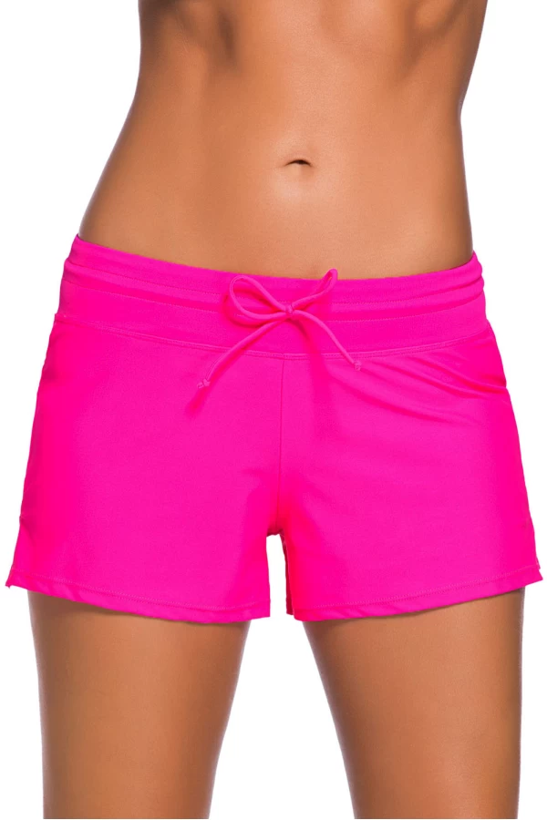 Women's Rosy Drawstring Side Vent Loose Fitting Swimsuit Shorts