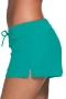 Women's Green Drawstring Side Vent Loose Fitting Swimsuit Shorts