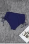 Women's Blue Drawstring Ruched Sides High Waist Swim Panty
