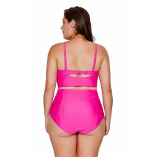 Womens Rosy Strappy Neck Detail Cropped Bikini Top High Waist Bottom Swimsuit Set