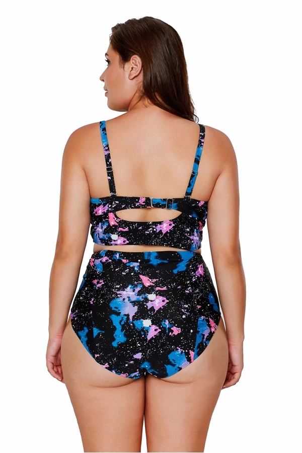 Womens 2Pcs Wonderful Night Push Up Open Back High Waist Swimsuit Set Plus Size
