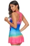 Womens Rosy Ombre Tie Dye Wrap Front Criss Cross Swim Dress with Shorts
