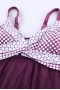Womens White Retro Polka Dot Print Plunging V Neck Handkerchief Hem 2Pc Tankini Set Purple 
